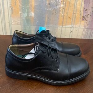 Thom McAn Karlov Black Leather Cap Toe Oxford Wide Width Mens Dress Shoe 11W